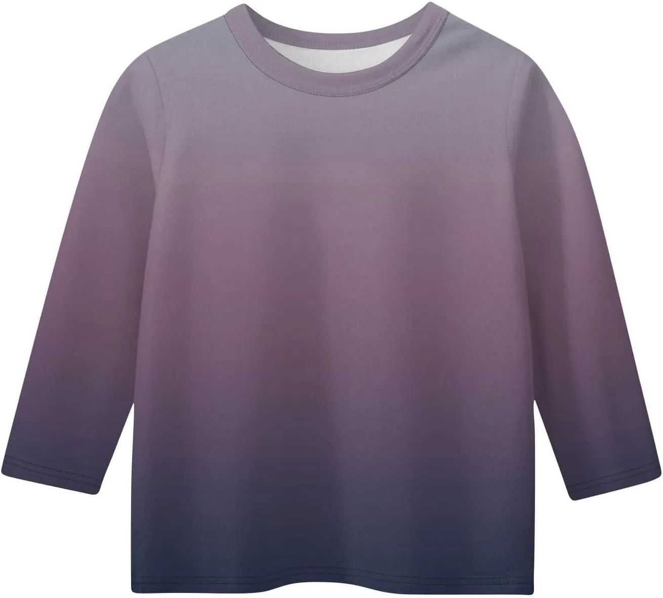 3/4 Length Sleeve Girls Tops Gradient Print Shirts Summer Cute Tees Basic Crewneck Blose Preppy Tops for Teen Girls
