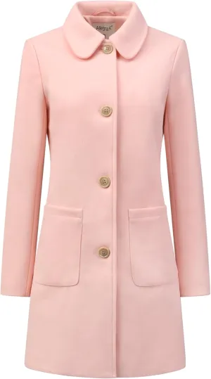 Allegra K Women's Winter Single Breasted Peter Pan Collar Outwear Trench Coat