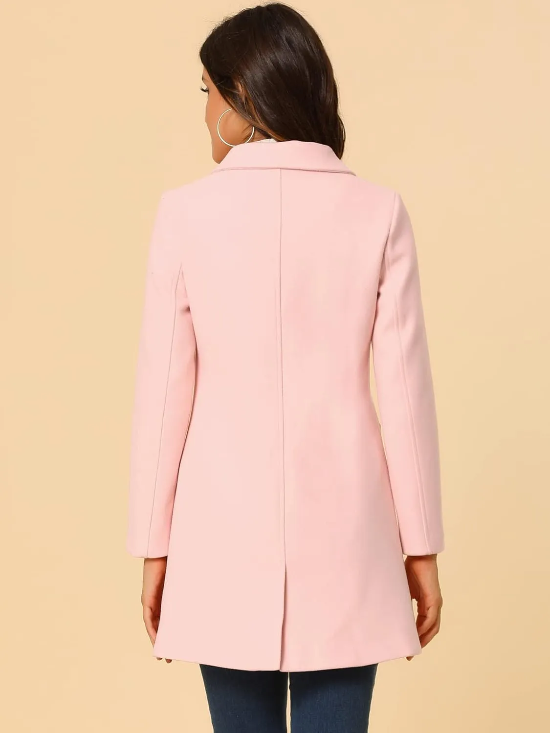 Allegra K Women's Winter Single Breasted Peter Pan Collar Outwear Trench Coat