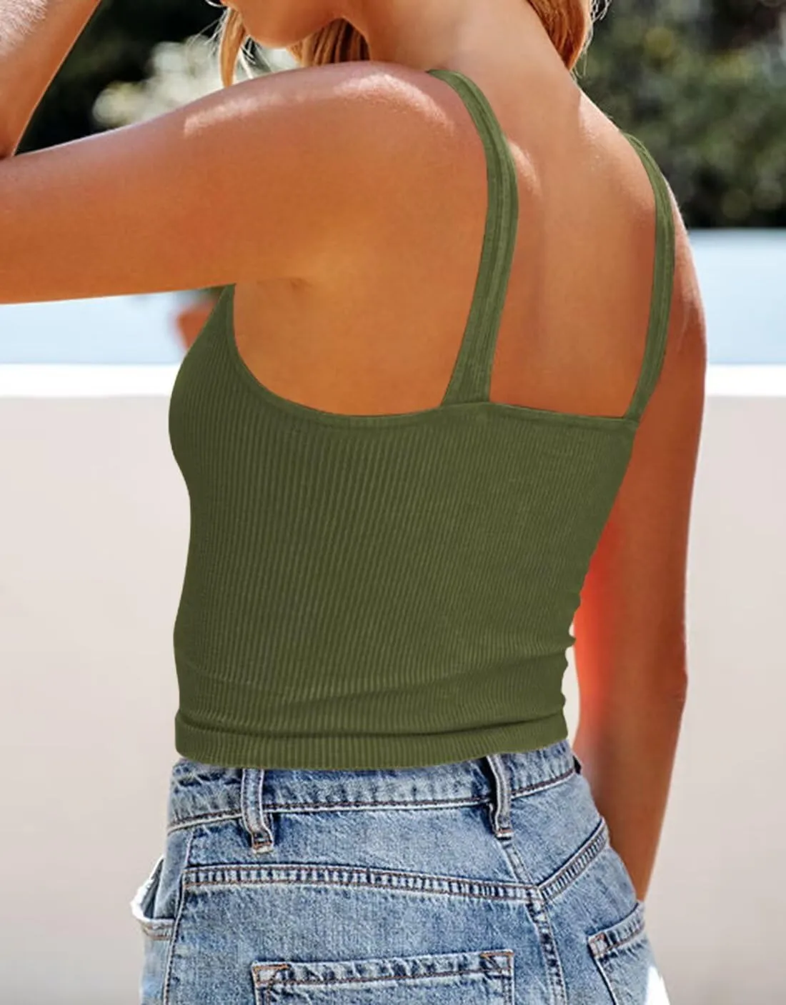 BONITEE Womens Ribbed Tank Top Casual Basic 2025 Trendy Summer Sleeveless V Neck Knitted Y2k Crop Tops