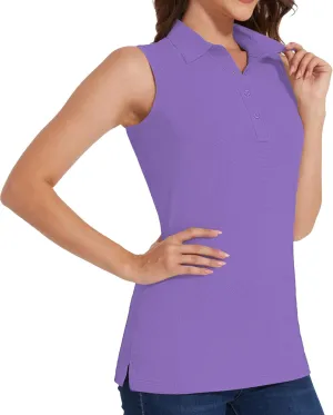 Casei Women's Sleeveless Golf Polo Shirts UPF 50  Quick Dry Collared Polo Shirts Athletic Tank Tops Shirts
