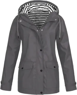 Cdiecer Raincoat Women Waterproof Hooded Trench Coats Plus Size Windbreaker Hiking Running Jacket Spring Rain Jackets