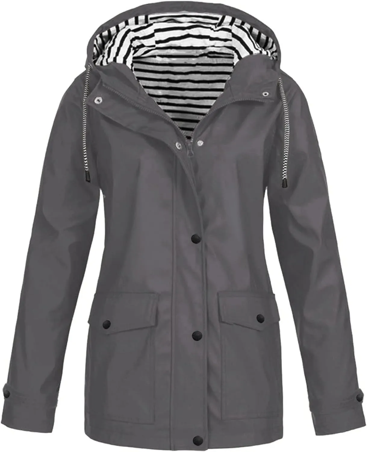 Cdiecer Raincoat Women Waterproof Hooded Trench Coats Plus Size Windbreaker Hiking Running Jacket Spring Rain Jackets