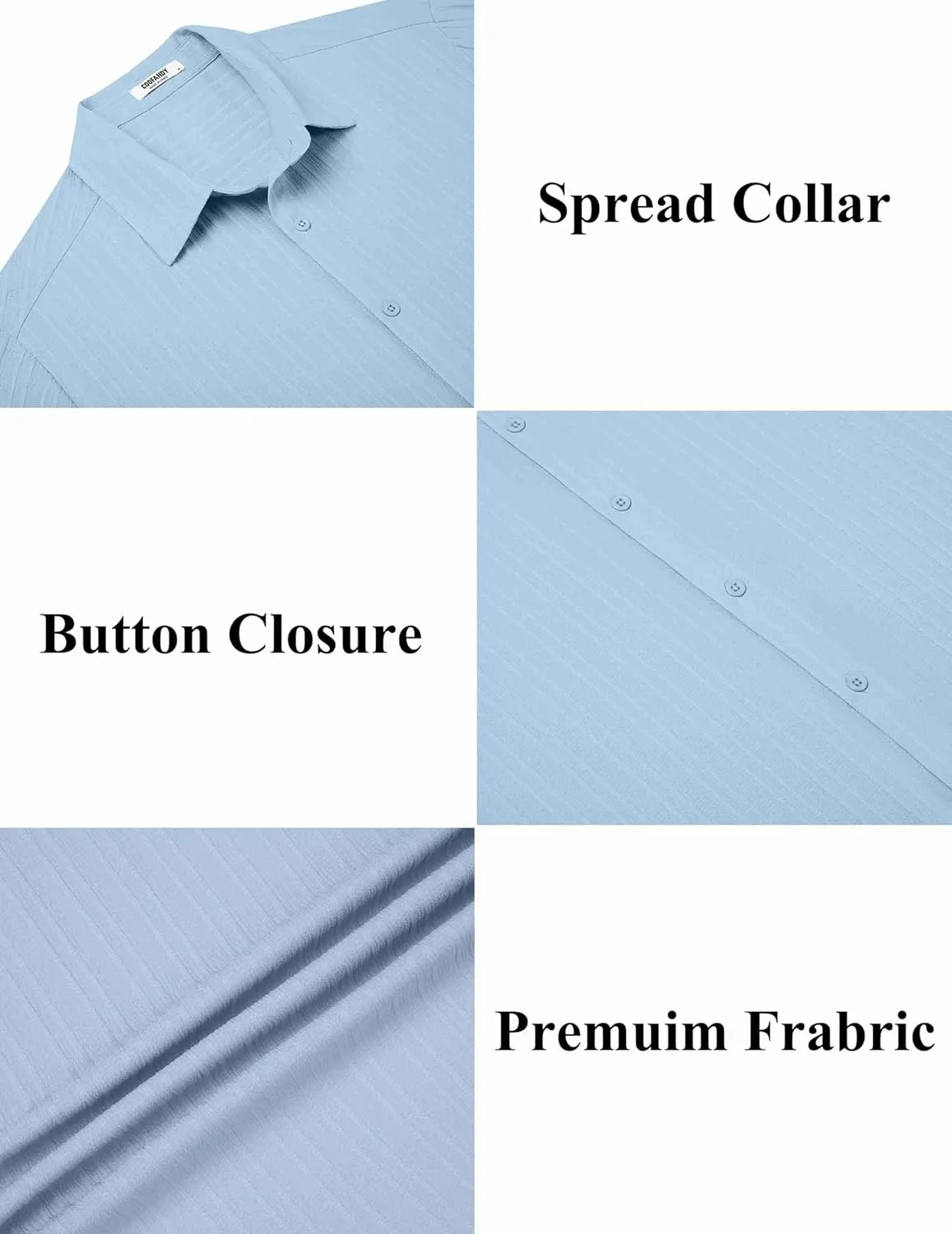COOFANDY Men's Casual Button Down Shirts Short Sleeve Textured Summer Beach Shirts