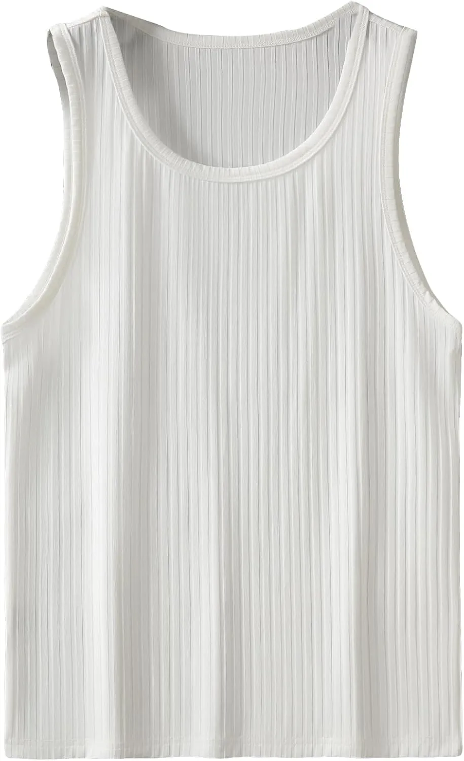 COZYEASE Men's Rib Knit Round Neck Sleeveless Solid Tank Top Bodycon Casual Plain Undershirts Top