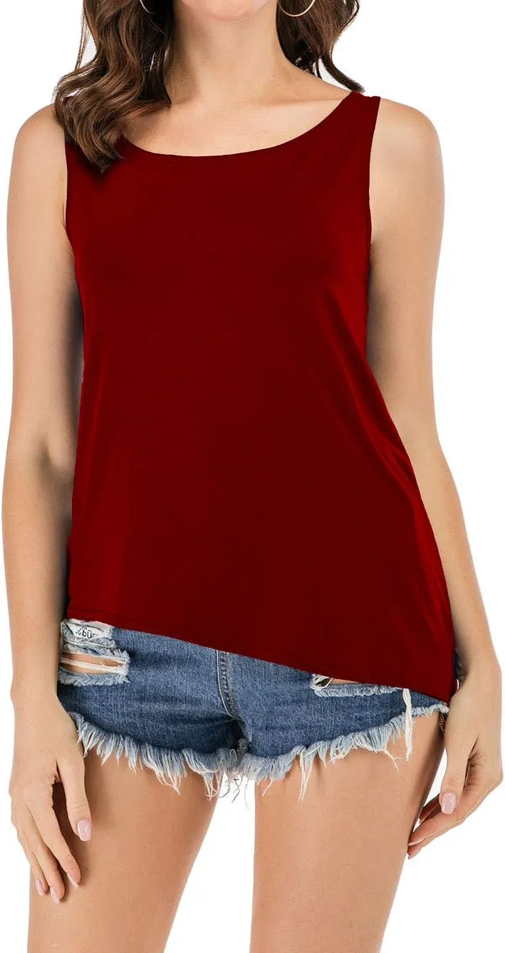 Famulily Women's Sexy Sleeveless Open Back Shirt Knotted Tank Top