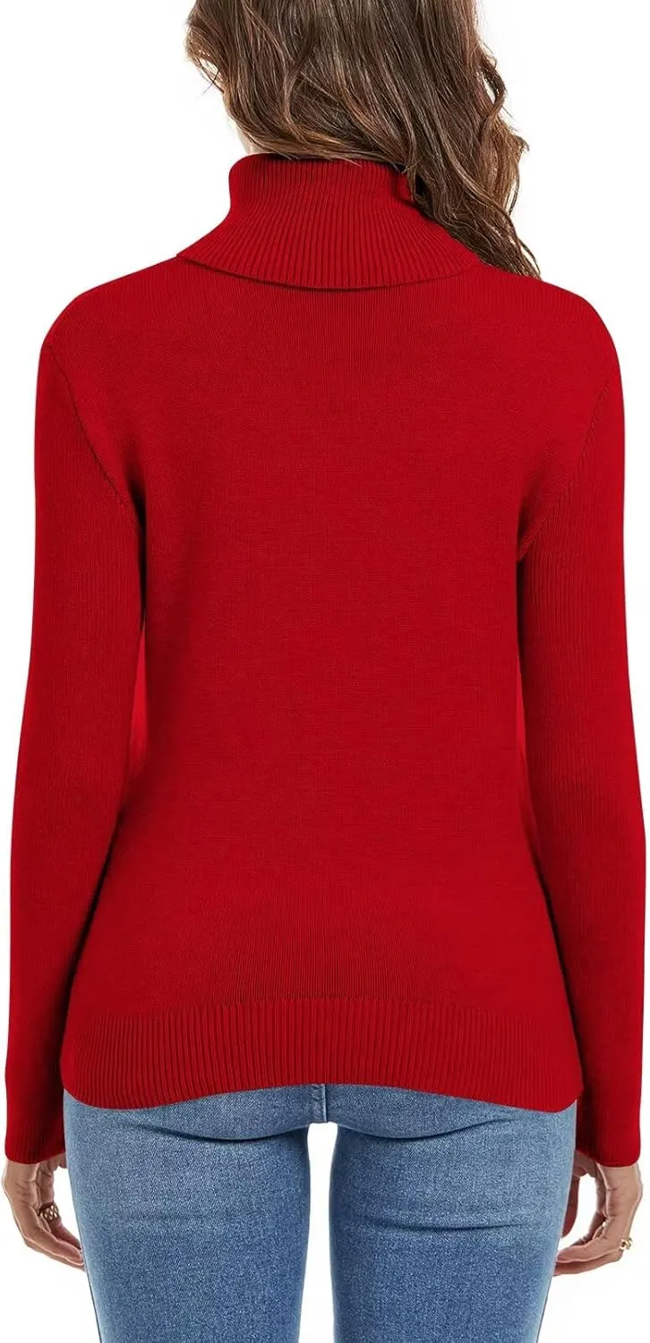 FEKOAFE Sweaters for Women 2025 Long Sleeve Ribbed Knit Solid Color Turtleneck 2025 Fall Winter Pullover Sweaters