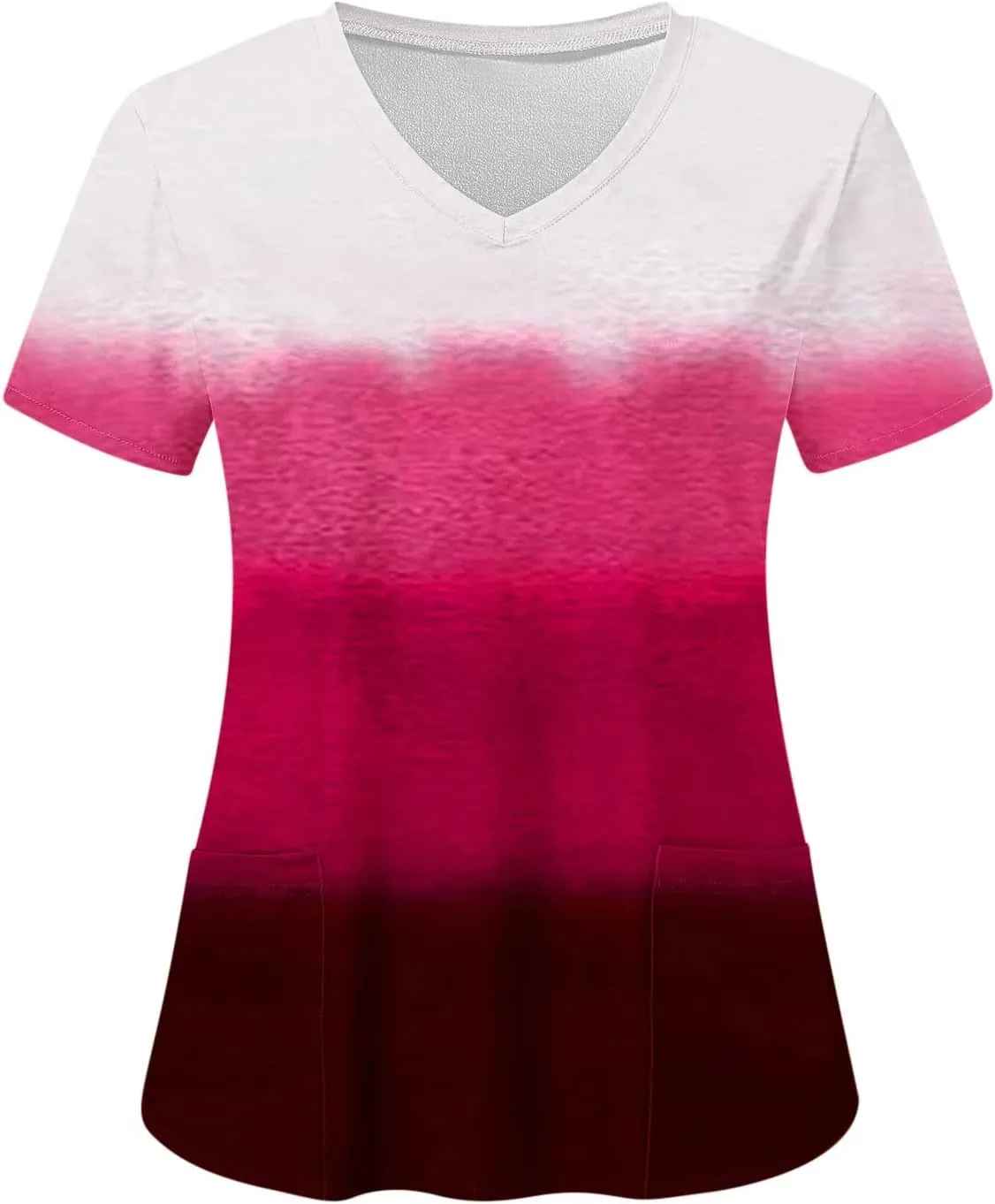 Firzero Scrub Tops for Women Casual Floral Printed Short Sleeve Nurse Work Uniform Lightweight V Neck Top with Pockets