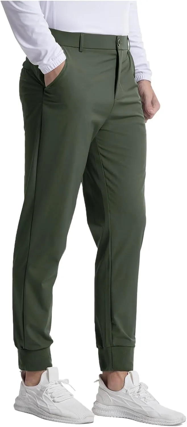 Golf Joggers Stretch Pants Men Slim Fit Baggy Casual Tapered Pants with Pockets Zipper Work Athletic Joggers Trousers