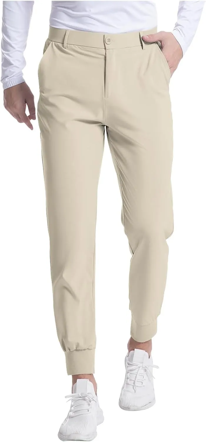 Golf Joggers Stretch Pants Men Slim Fit Baggy Casual Tapered Pants with Pockets Zipper Work Athletic Joggers Trousers