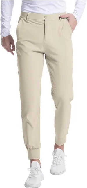 Golf Joggers Stretch Pants Men Slim Fit Baggy Casual Tapered Pants with Pockets Zipper Work Athletic Joggers Trousers
