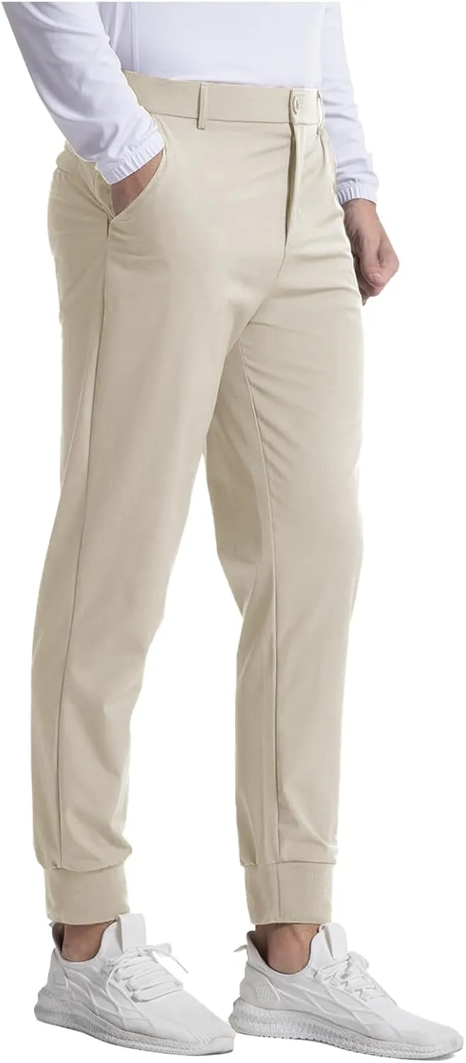Golf Joggers Stretch Pants Men Slim Fit Baggy Casual Tapered Pants with Pockets Zipper Work Athletic Joggers Trousers