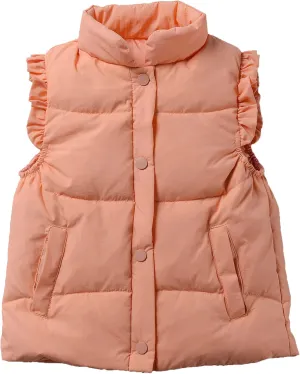 Happy Cherry Cute Little Girls Ruffle Vest Sleeve Jacket Button Waistcoat Kids Autumn Winter Clothes for 2-8 Years