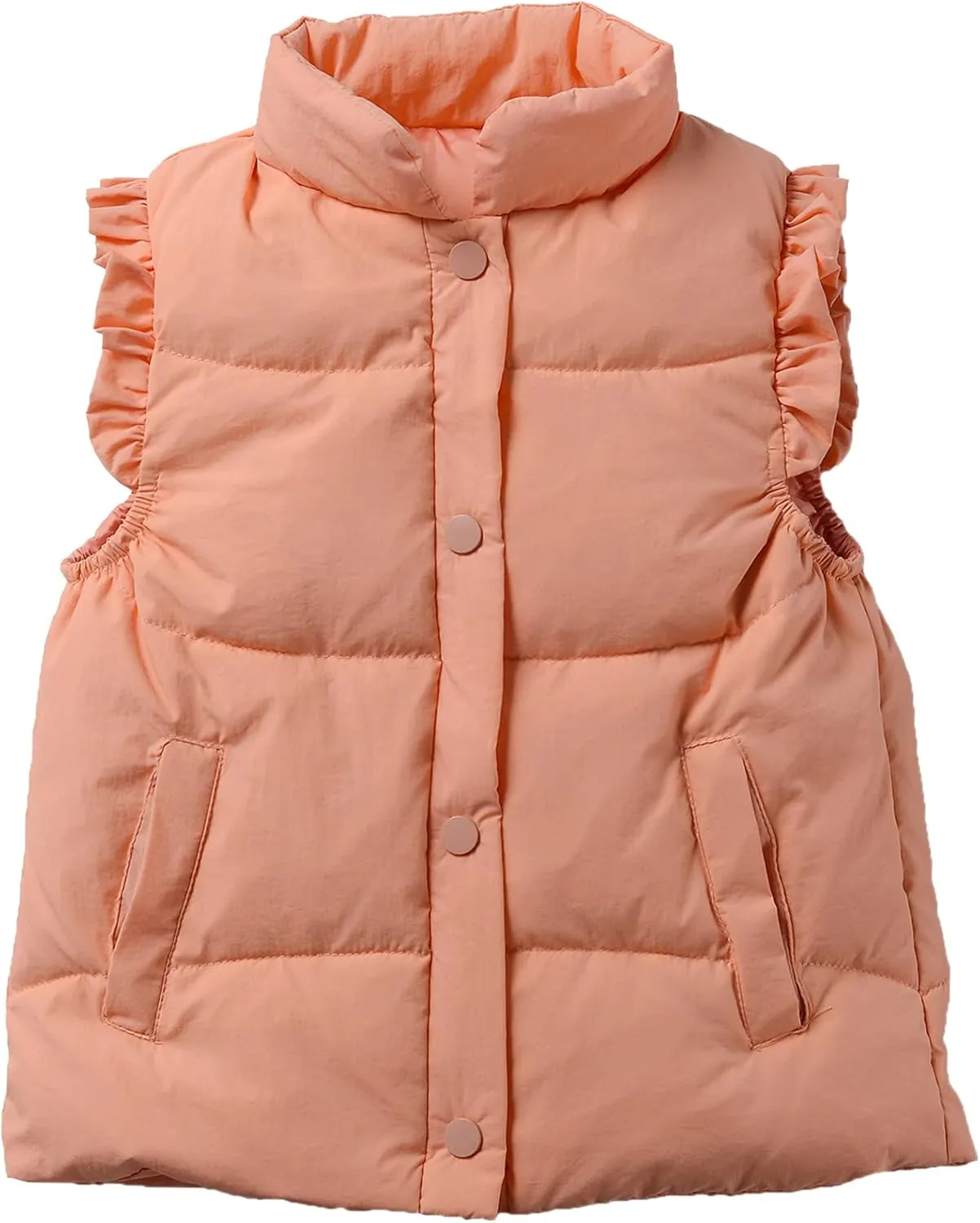 Happy Cherry Cute Little Girls Ruffle Vest Sleeve Jacket Button Waistcoat Kids Autumn Winter Clothes for 2-8 Years
