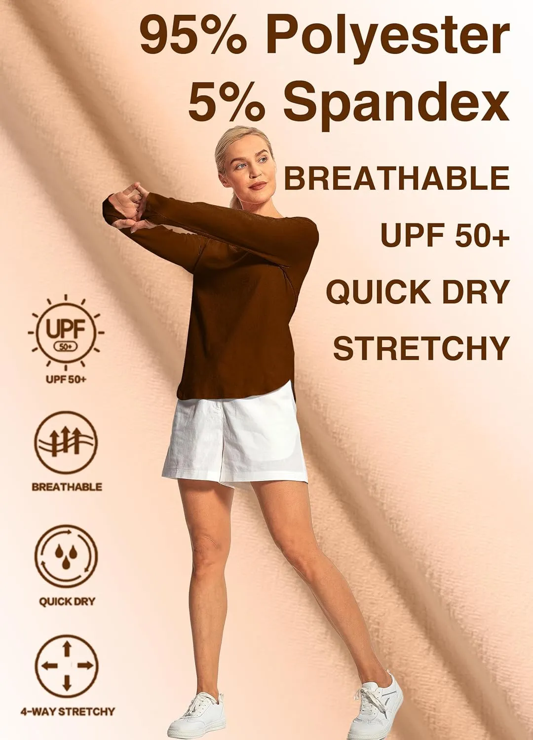Hiverlay Long Sleeve Workout Shirts for Women V Neck UPF 50  Athletic Shirts with Thumbhole Running Loose Active T-Shirts