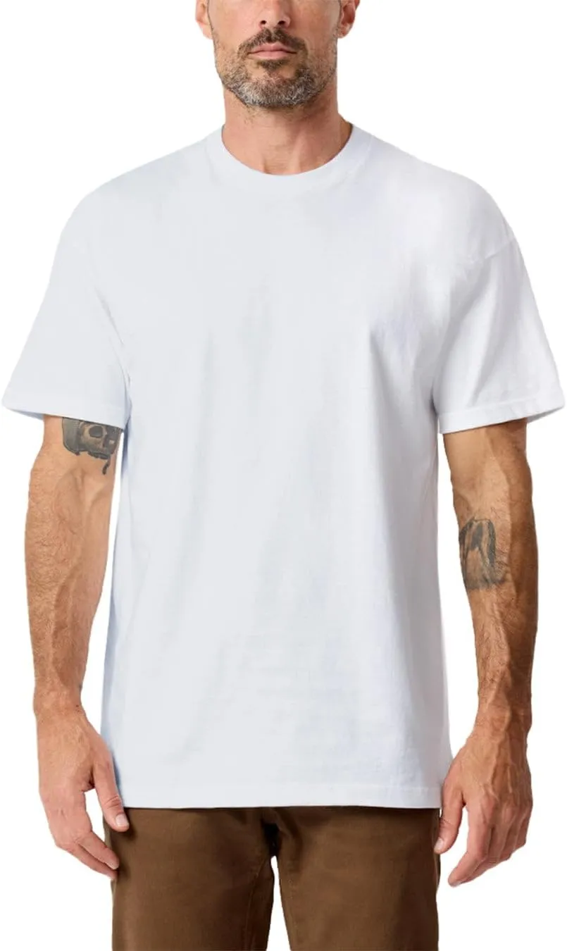 INTO THE AM Men's Heavyweight T Shirts for Men S - 3XL Boxy 100% Cotton Heavy Duty Thick Weight Tshirt