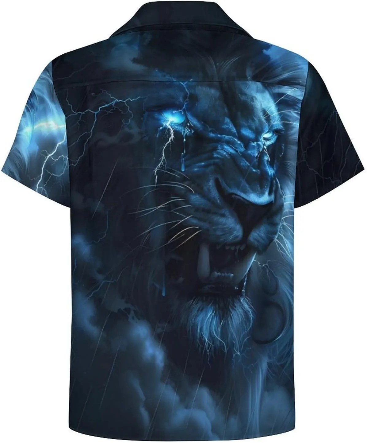 Lion Wild Animal Print Men's Hawaiian Shirt Cuban Collar Shirt Short Sleeve Button Down Tops Beach T Shirts