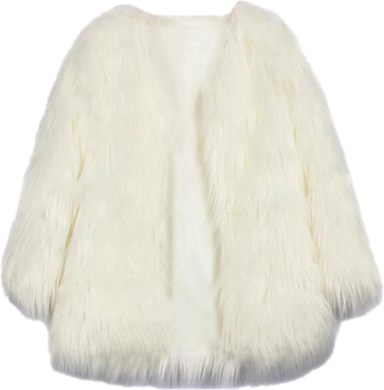 Lisa Colly Women's Autumn Winter Long Sleeve Fluffy Faux Fur Coat Shaggy Jacket Overcoat