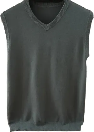 Men's Cashmere Knitted Vest Casual V-Neck Sleeveless Sweaters Jumper Tops
