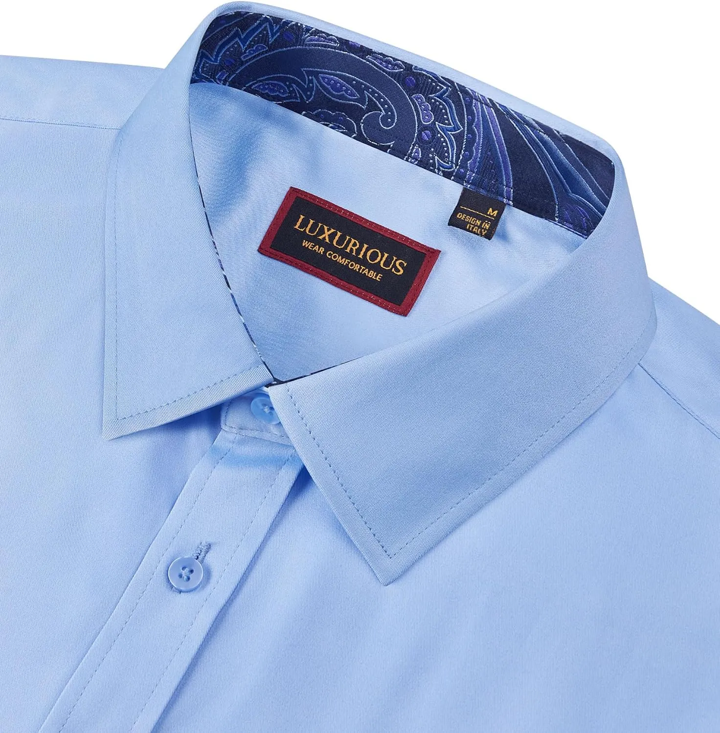 Mens Dress Shirts Long Sleeve Dress Shirts for Men Inner Contrast Button Down Casual Shirts for Men Big and Tall