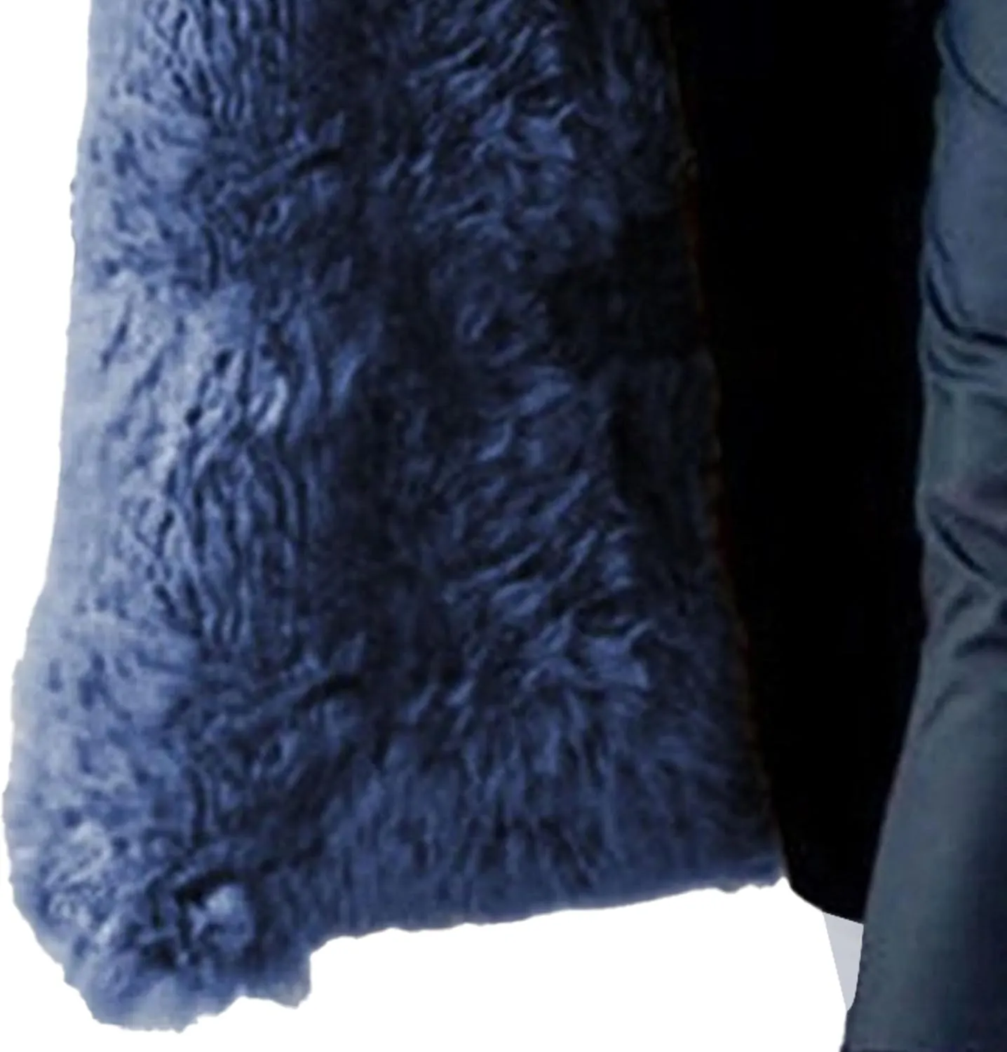 Men's Faux Fur Warm Lapel Overcoat Thicken Soft Snow Shaggy Outerwear Long Sherpa Fleece Lined Trench Coat