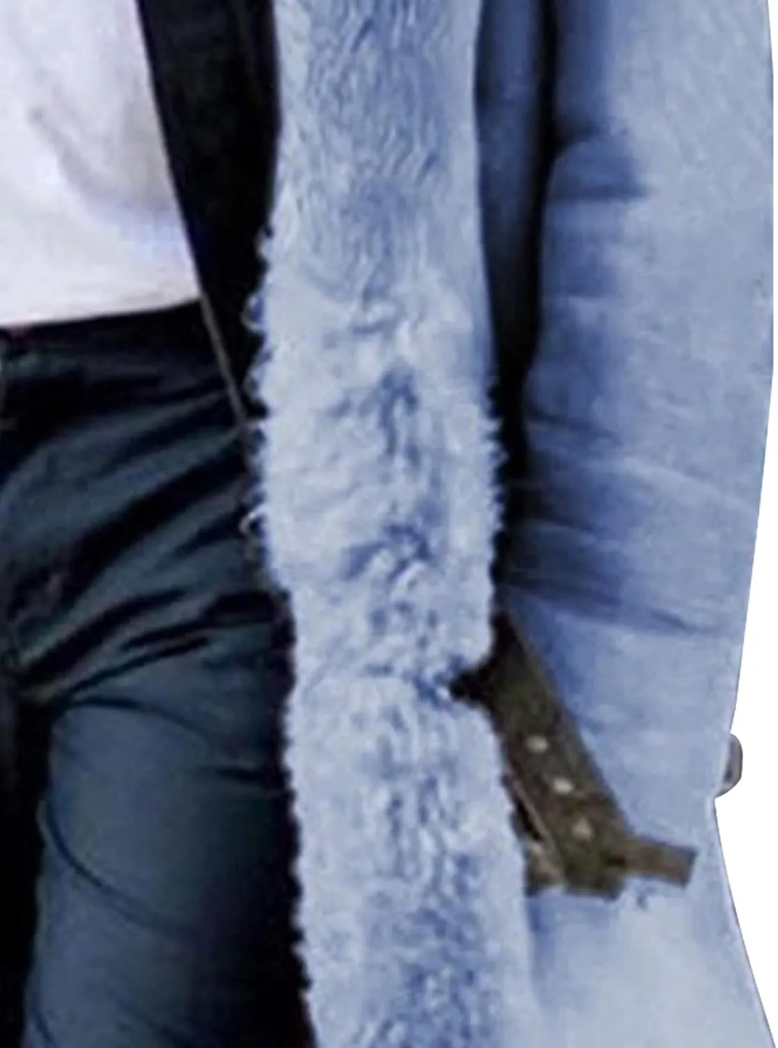 Men's Faux Fur Warm Lapel Overcoat Thicken Soft Snow Shaggy Outerwear Long Sherpa Fleece Lined Trench Coat