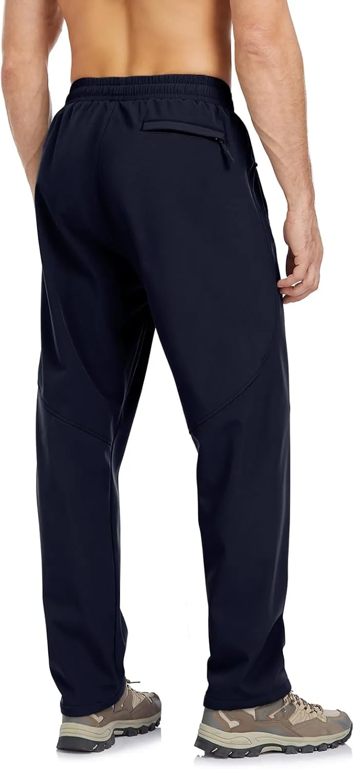 Men's Fleece Lined Jogger Winter Athletic Workout Warm Pants with Zipper Pockets