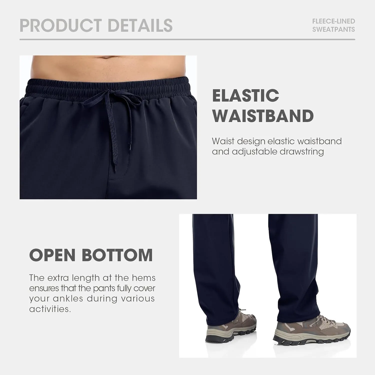 Men's Fleece Lined Jogger Winter Athletic Workout Warm Pants with Zipper Pockets