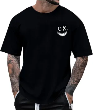 Men's Novelty Graffiti Short Sleeve Tees Vintage Hip Hop T-Shirt Hipster Crewneck Tshirt Holiday Clothes