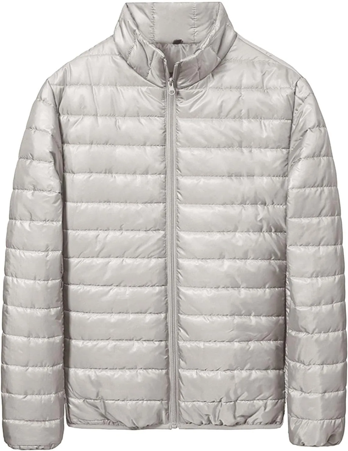 Men's Puffer Jacket Lightweight Packable Down Coat Zip up Insulated Jacket Stand Collar Quilted Coat Warm Winter Jacket