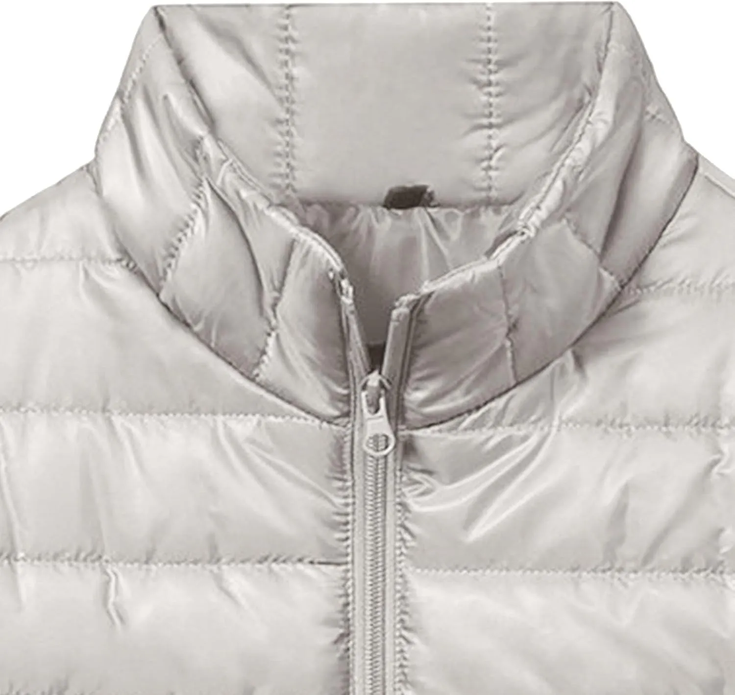 Men's Puffer Jacket Lightweight Packable Down Coat Zip up Insulated Jacket Stand Collar Quilted Coat Warm Winter Jacket