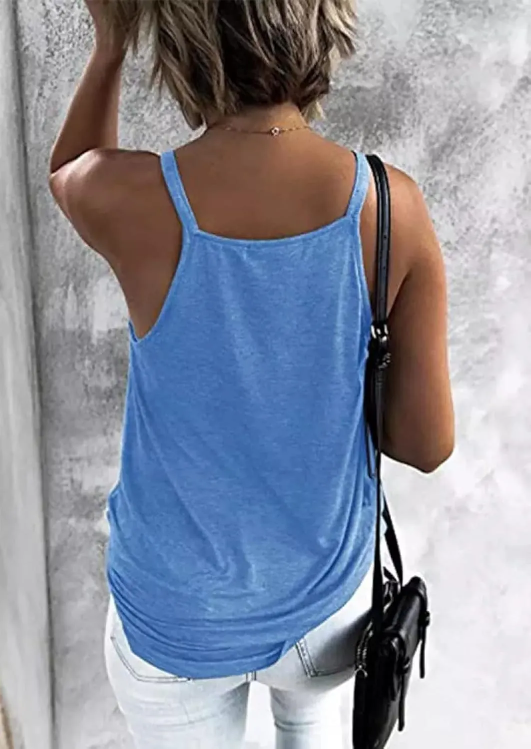 MHTOR Hollow Out Wrap Sleeveless Camisole Summer Vacation Loose Tank Top Holiday Sleeveless Shirt Casual Vest Women Tank Top