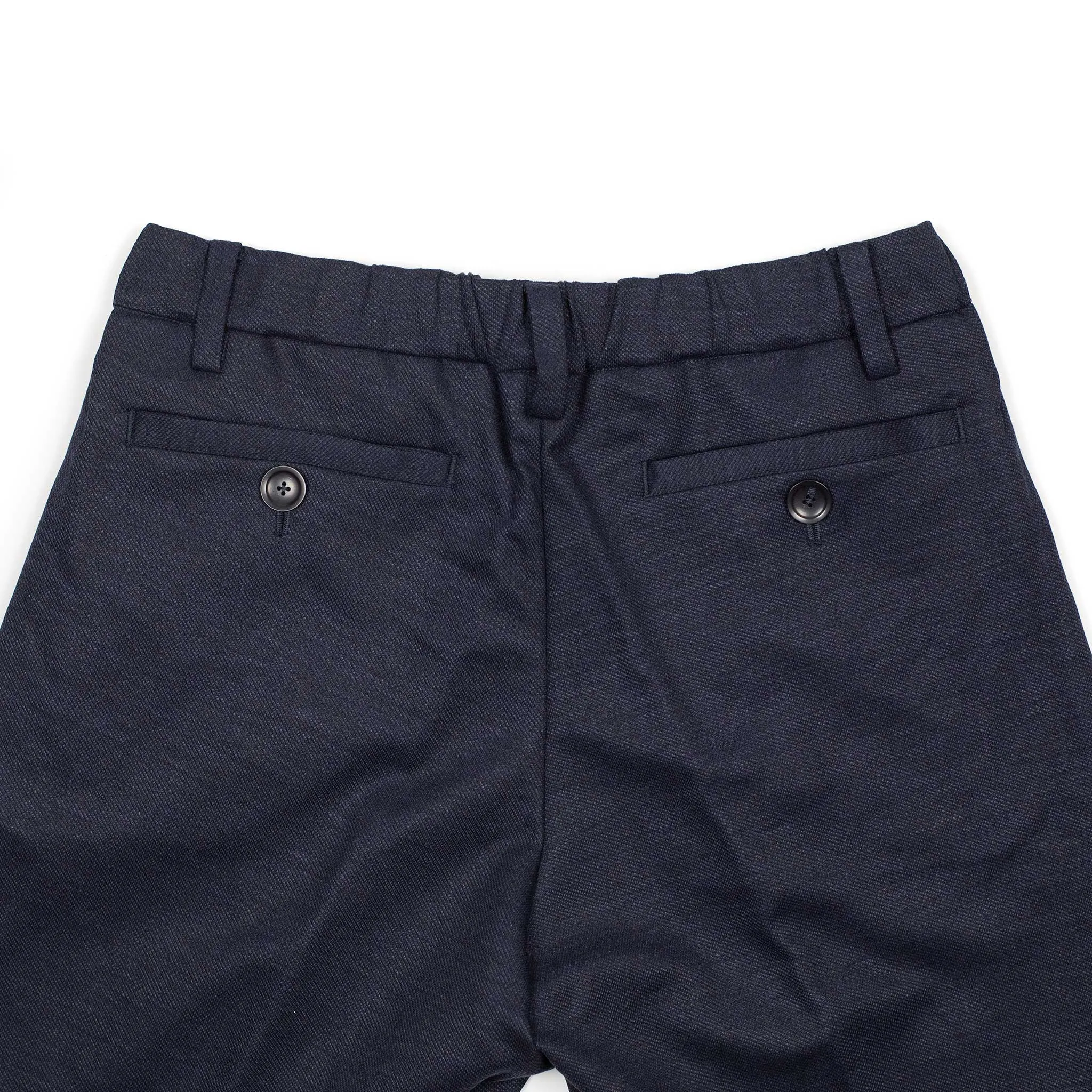 Pleated easy pants in navy linen and rayon twill