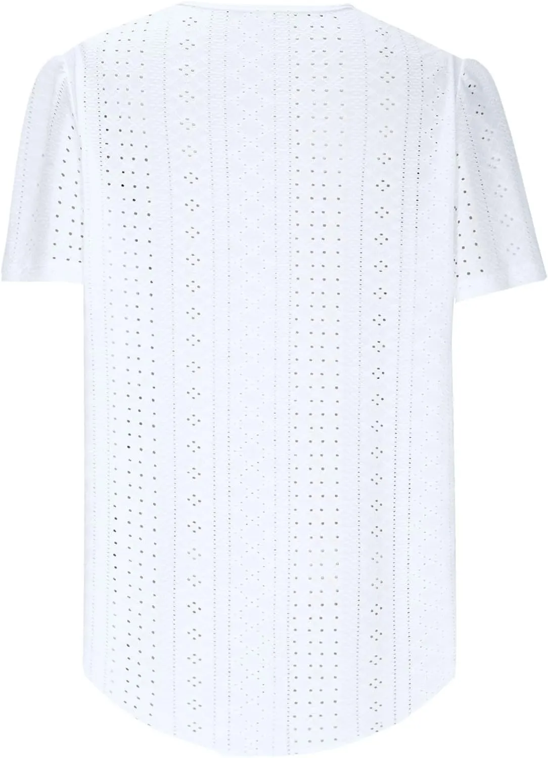 Summer Blouses for Women Short Sleeve Crewneck Fashion Eyelet Tee Tops Lightweight Loose Fit Tunic Shirt