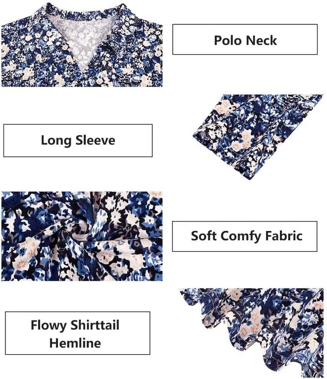 TIYOMI Plus Size Womens Polo Shirts Long Sleeve Collared Tops Business Casual V Neck Loose Fit T Shirt Work Blouse 1X-5X