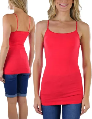 ToBeInStyle Women's Long Tank Top w/Adjustable Spaghetti Straps