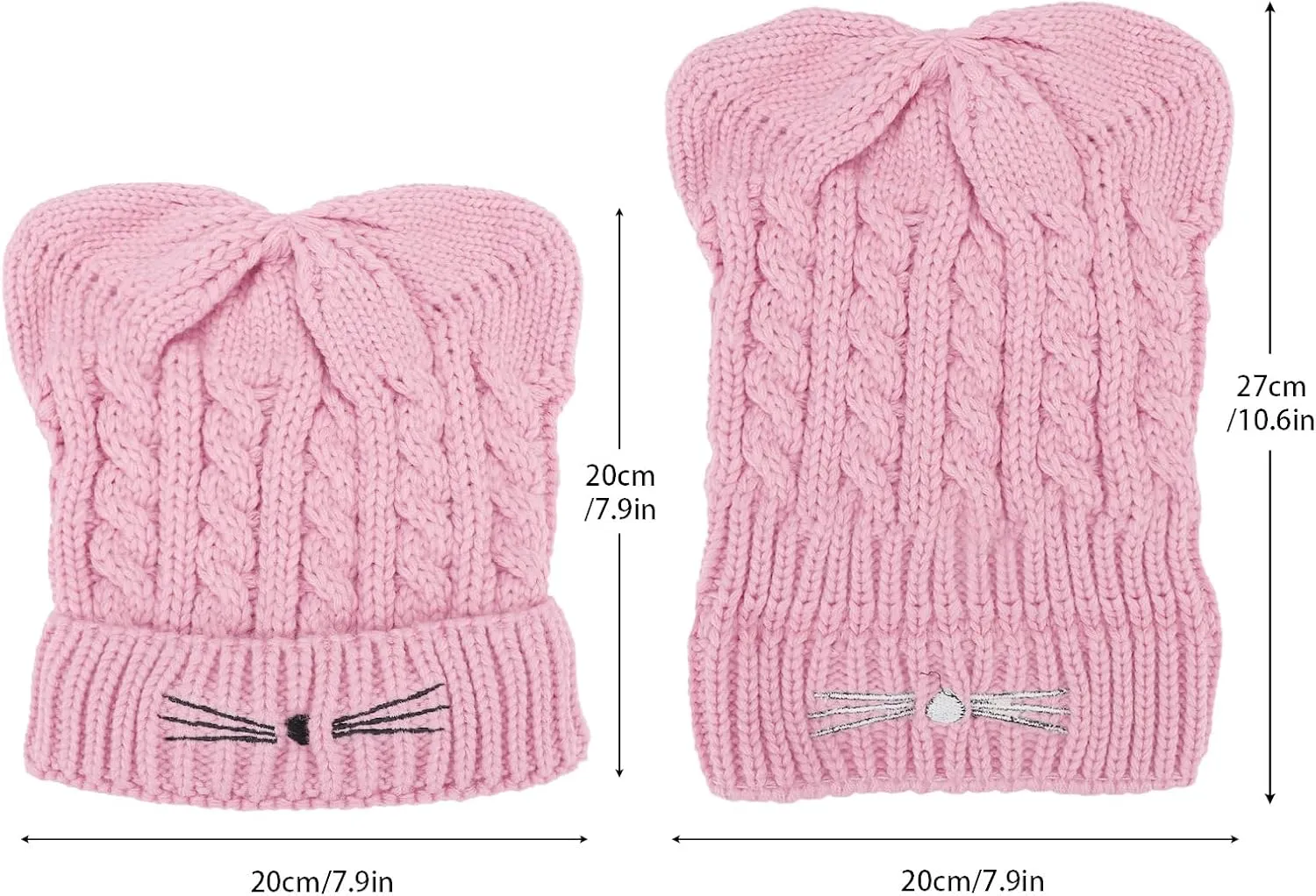 Women Girls Cute Cat Ears Beanie Hat Winter Crochet Knit Cap