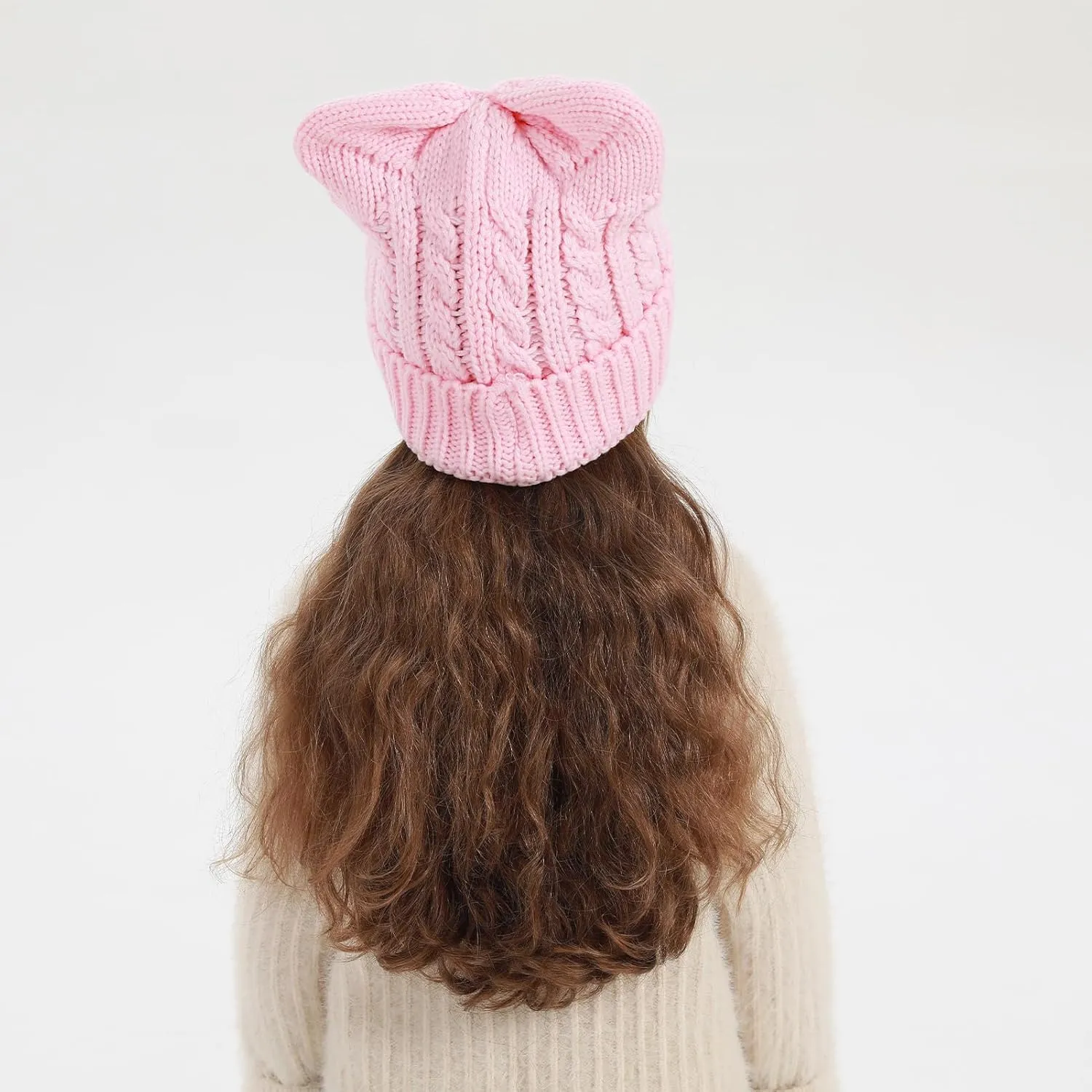 Women Girls Cute Cat Ears Beanie Hat Winter Crochet Knit Cap