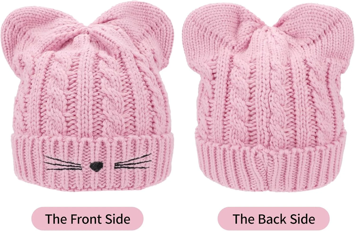 Women Girls Cute Cat Ears Beanie Hat Winter Crochet Knit Cap