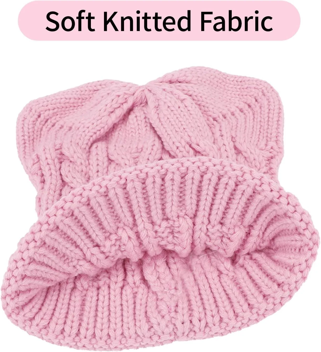 Women Girls Cute Cat Ears Beanie Hat Winter Crochet Knit Cap