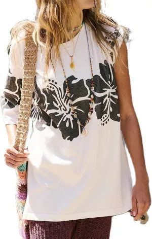 Women Oversized Graphic Print Graffiti Short Sleeve Crew Neck Streetwear T-Shirts Y2k Going Out Tops Aesthetic Tee