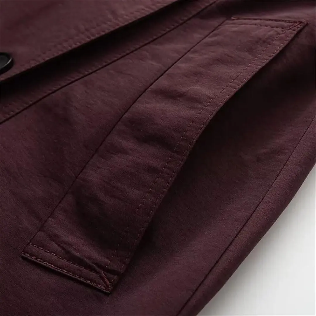 Women's Double Breasted Belted Trench Coat Long Sleeve Classic Overcoat With Button Casual Jacket