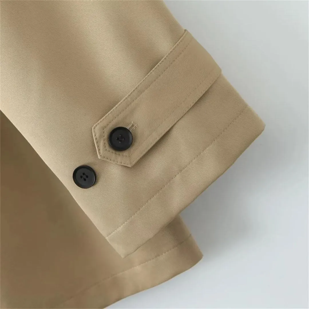 Women's Double Breasted Windbreaker Coat Long Sleeve Belted Trench Style Jacket Lightweight Outerwear