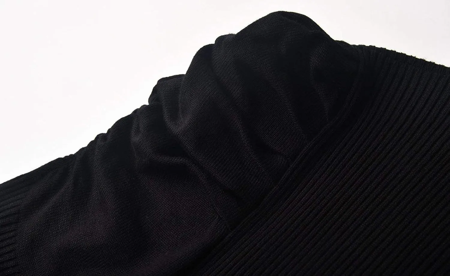 Womens Sweater Dresses Ribbed Puff Sleeve Midi Dress Winter Mock Neck