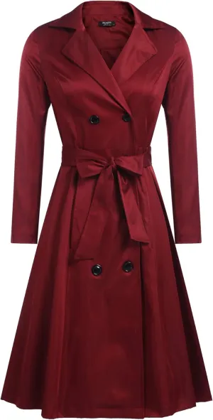 Zeagoo Women's Trench Coats Double-Breasted Long Coat with Belt